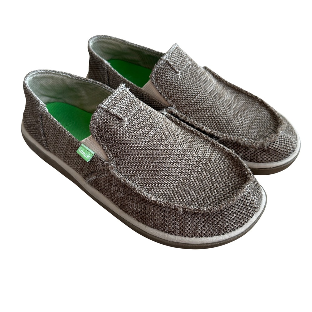 Sanuk Vagabond Brown Mesh Slip On Shoes Mens 10 1091409 Sidewalk Surfer